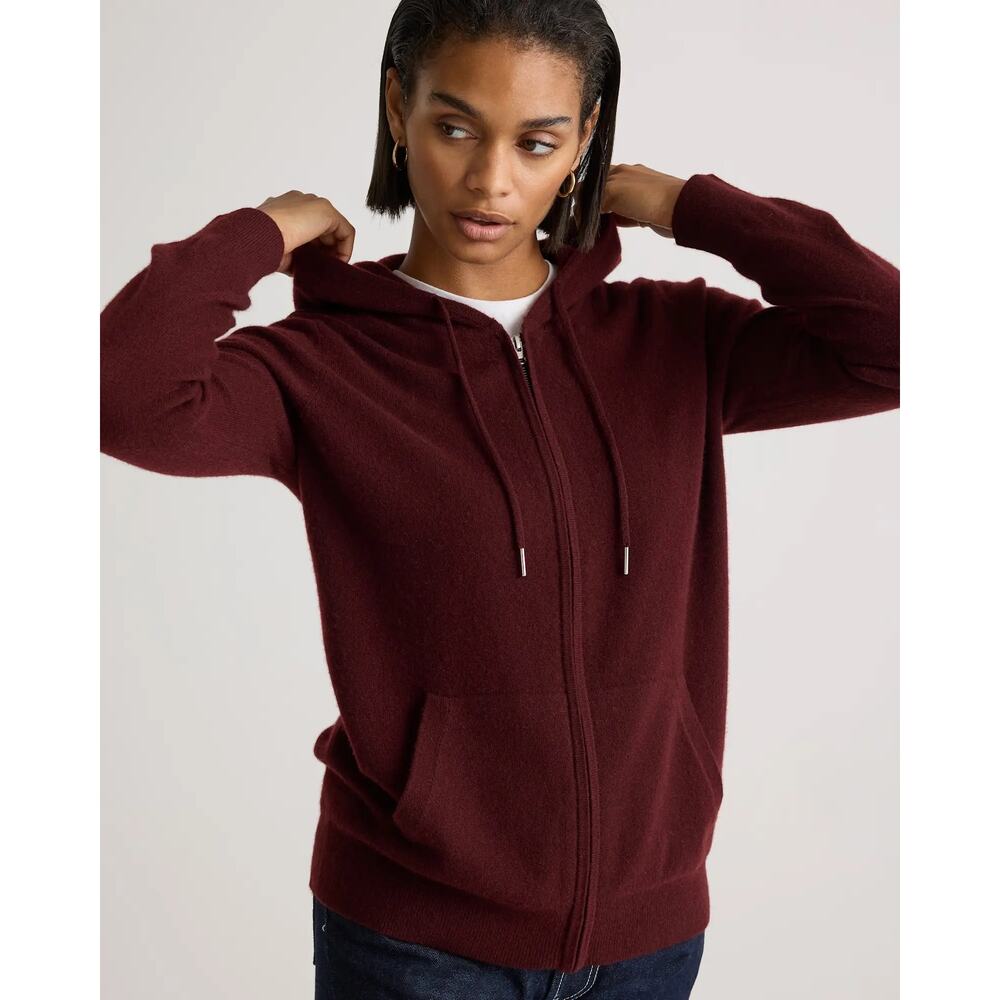 Quince Women’s Large 100% Mongolian Cashmere Hoodie Full Zip Up Sweater Knit - Picture 11 of 11